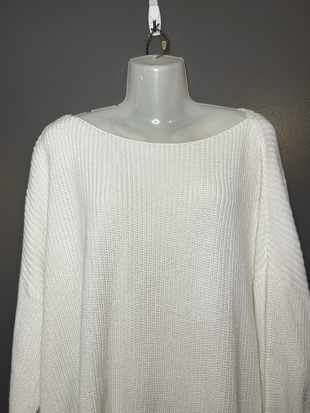 French Connection Sweater Womens Medium White Chunky Knit Boat Neck Pullover